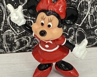 Vintage Minnie Mouse Action Figure: 1990s Applause Toy, Red Dress