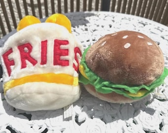 Vintage Plüsch Pommes Geldbörse: King Food Armband Mit Cheeseburger Set