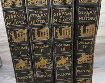 Colección Stream Of History: Geoffrey Parsons 1930, edición de tapa dura, volúmenes 1-4. Colección de historia clásica.