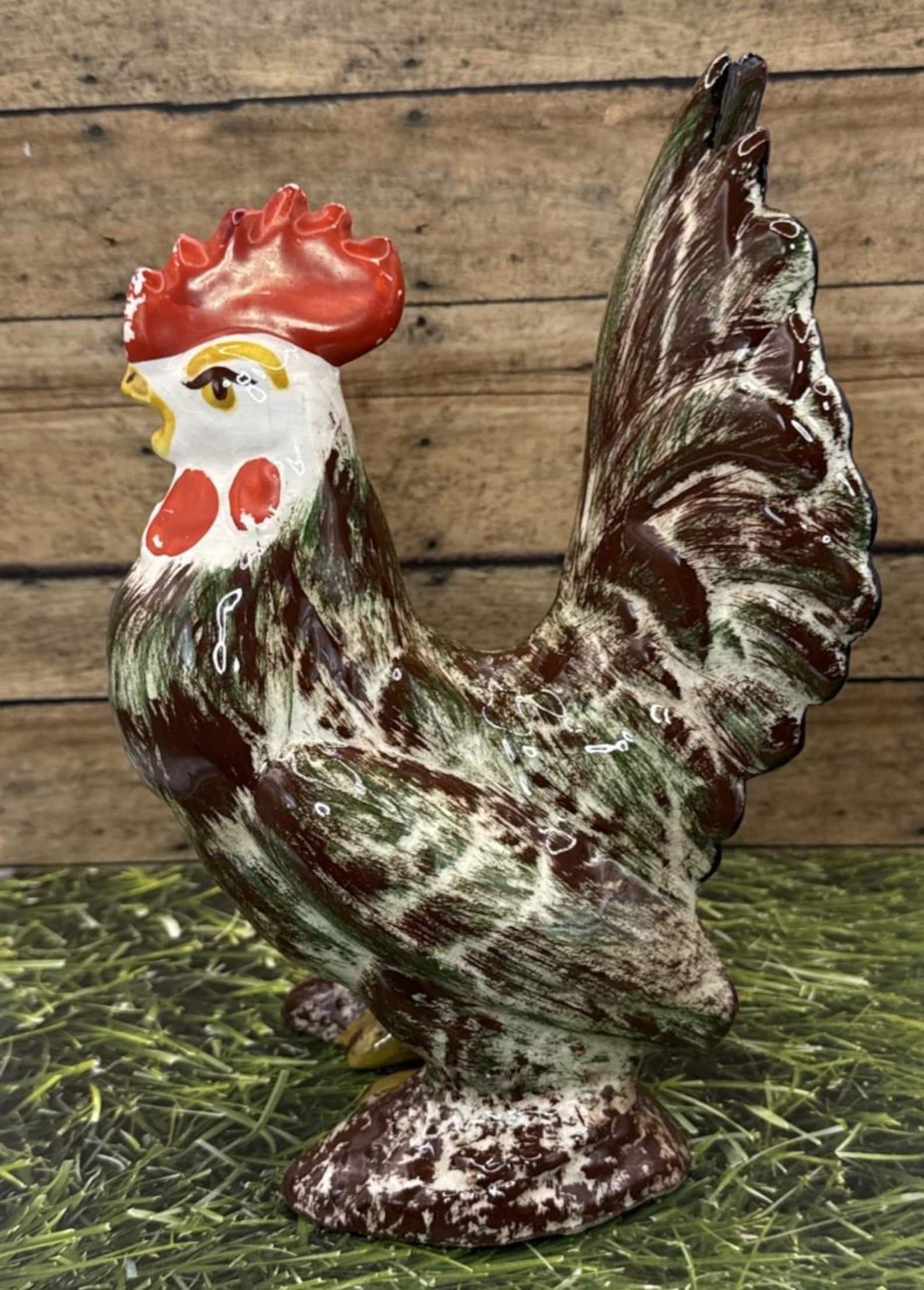 Rooster Collection Porcelain Rooster and Hen Figurine Set: Vintage Farmhouse Kitchen ...