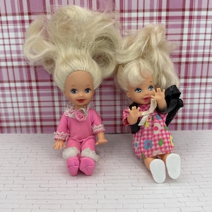 Barbie Kelly Dolls Vintage Lot Of 2 Little Sister Mini Dolls Rare Collectible 4 Inch Retro Mattel Dollhouse Toy Figures