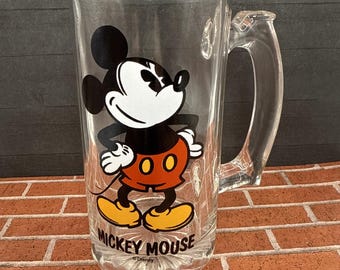 Tazza in vetro vintage Disney Topolino, Walt Disney Productions