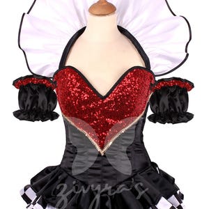 Sequin Heart Corset Costume Set: Satin, Silk & Check Skirt - Handmade
