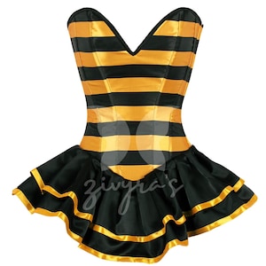 Sublimated Bee Corset Dress: Handmade Satin Mini Dress