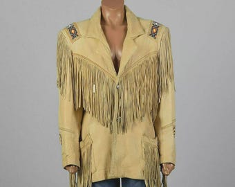 Fringed Suede Leather Cowgirl Jacket: Beaded Western Style