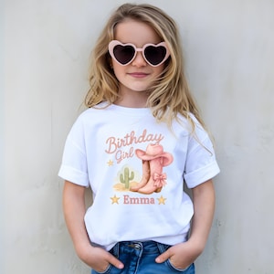 Custom Pink cowgirl birthday Shirt, Toddler Birthday Girl tee, Custom Birthday Shirt, 2nd Birthday gift, Birthday Outfit, First rodeo girl