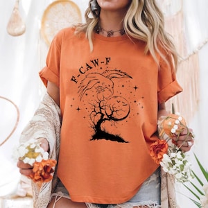 F-Caw-F Funny Crow Shirt, Black Crow Moonlit Raven Unisex T-shirt, Funny Sassy Raven Lover Gift, Autumn Style, Nature-Inspired, Raven Tshirt