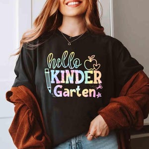 Tie-Dye Hello Kindergarten Shirt, Kindergarten Teacher Shirt, KinderGarten Team Shirt, KinderGarten Crew Shirt, Back to School Shirt