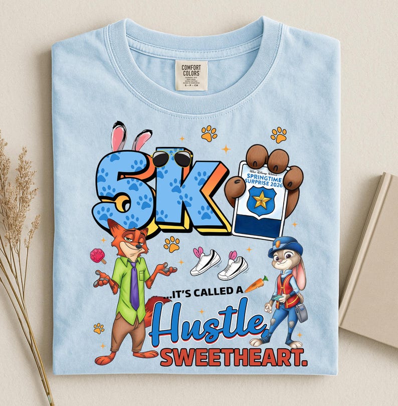 Camiseta Comfort Colors® Nick Wilde & Juddy Hopps Zootopia 5k It's Called a Hustle Sweetheart, camiseta gráfica de Walt Disney World imagen 3