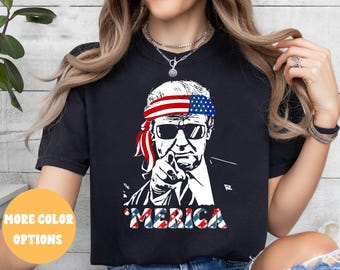 Chemise Trump 4 juillet : 'T-shirt Merica, cadeau patriotique