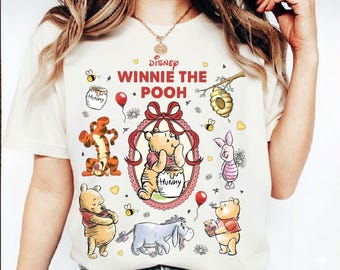 Comfort Colors® Coquette Winnie The Pooh Shirt, Retro Pooh Bear & Friends Graphic Tee