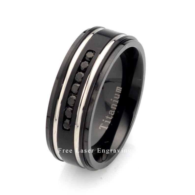 Herren Schwarze Titan Edelstahl Ring 8MM Hochzeit Verlobung Jahrestag Ehering