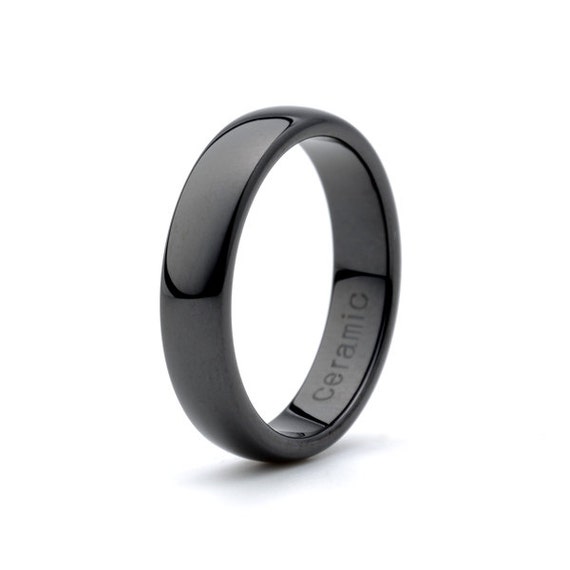 Black Ceramic Ring Mens Wedding Band Ceramic Ring Mens Etsy