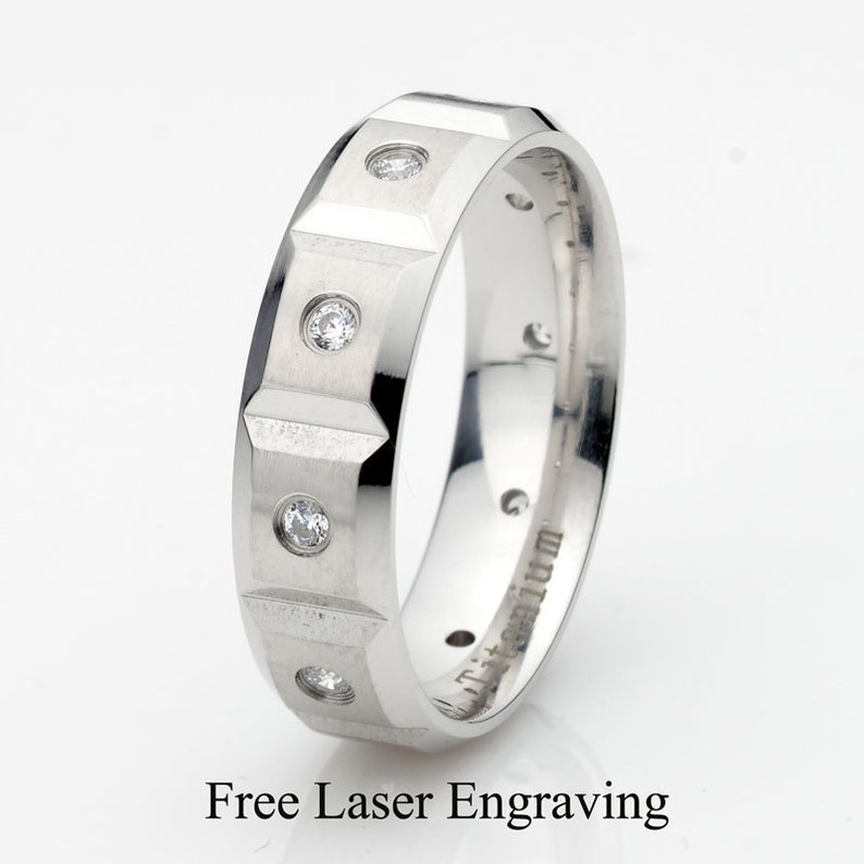 Titanium Grooved 6mm Brushed and Polished Band