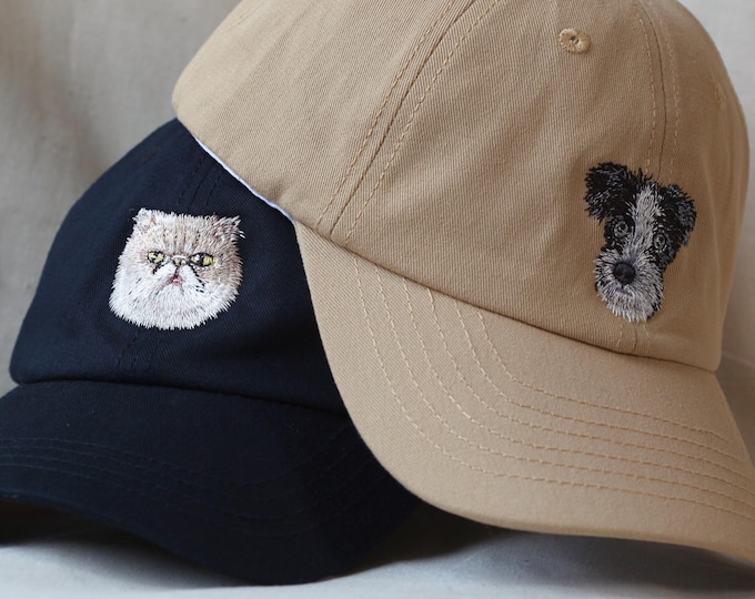 Custom Mother'S Day Embroidered Pet Portrait Hat: Cotton Baseball Capc