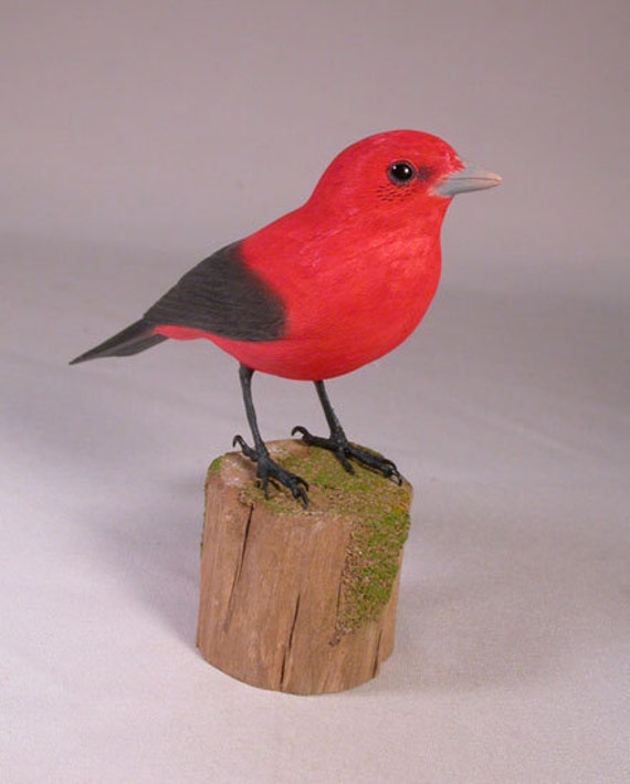 Scarlet Tanager Wooden Hand Carved and Hand Painted Bird - Etsy