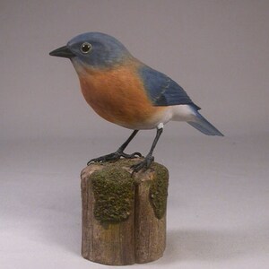 Eastern Bluebird Female Hand Carved and Hand Painted Wooden Bird image 2