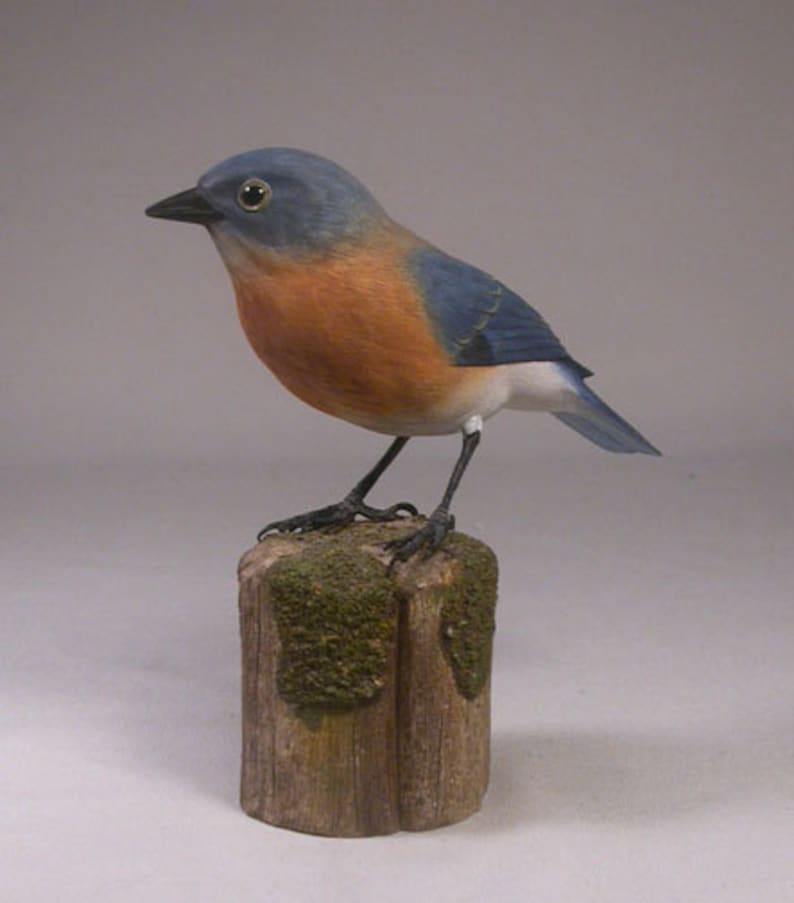 Eastern Bluebird Female Hand Carved and Hand Painted Wooden Bird image 2