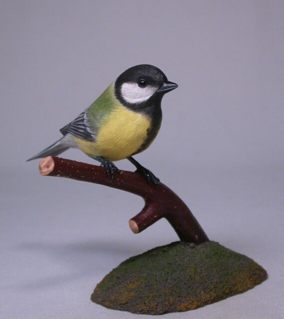 Mésange sculpté oiseau bois Mésange sculpté oiseau bois