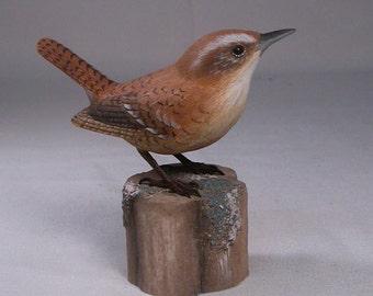 Carolina Wren Wooden carved Bird