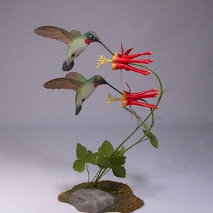 Open-winged Ruby-throated Hummingbird Pair image 4