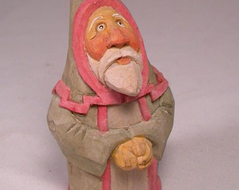 Santa woodcarving Hand Carved Sculpture from Basswood