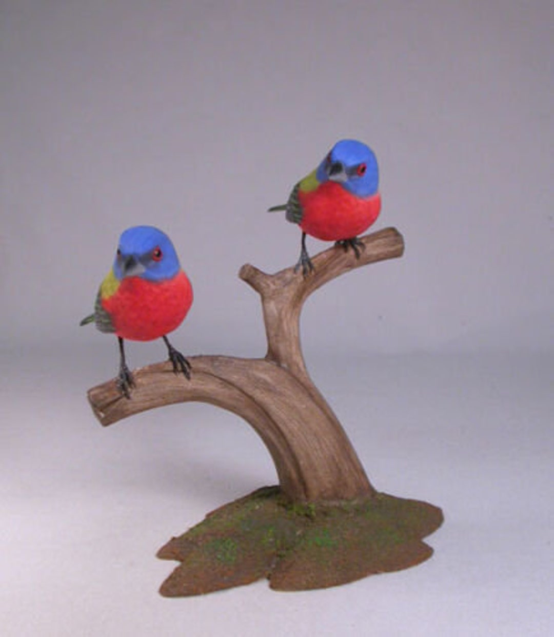 Painted Bunting Pair Hand Carved and Hand Painted Wooden Birds Etsy