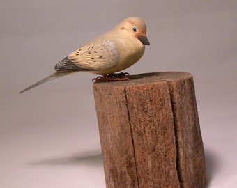 5-1/2″ Mourning Dove Hand Carved Wooden Bird