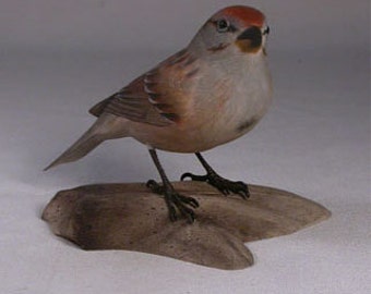 Tree Sparrow Hand Carved Wooden Songbird