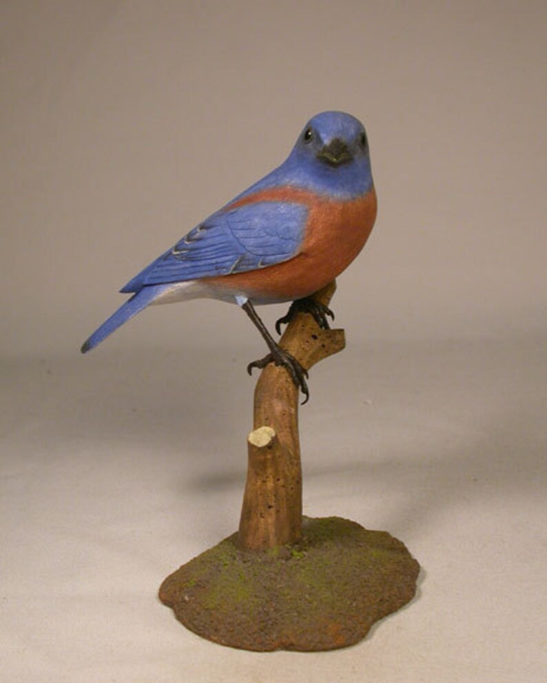 Western Bluebird Hand Carved Wooden Songbird | Etsy