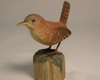 House Wren Hand Carved and Hand Painted Wooden Bird