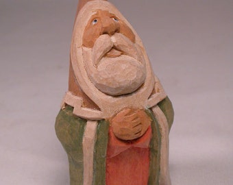 Santa woodcarving Hand Carved Sculpture from Basswood