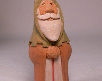 Santa woodcarving Hand Carved Sculpture from Basswood