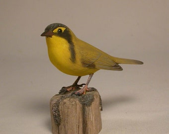 Kentucky Warbler Wood Carving Carved Wooden Bird