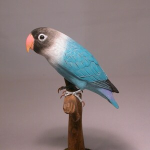 Masked Lovebird B Hand Carved Wooden Bird image 2