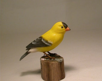 American Goldfinch Wooden carved Bird