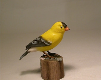 American Goldfinch Wooden carved Bird