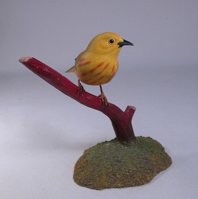 Wooden Carved Bird - Yellow-Rumped Warbler