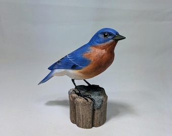 Eastern Bluebird male Hand Carved and Hand Painted Wooden Bird