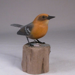 Olive Warbler Wood Carving Carved Wooden Bird image 2