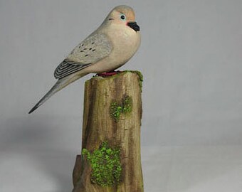 5-1/2″ Mourning Dove Hand Carved Wooden Bird