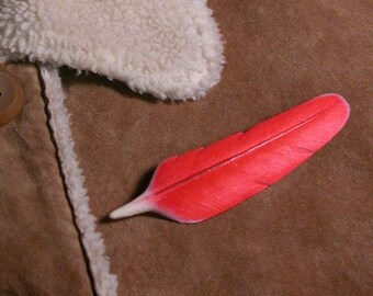 Feather pin-cardinal 3.73 inch Wooden Carved wood carving, cardinal feather, handmade feather, hand carved