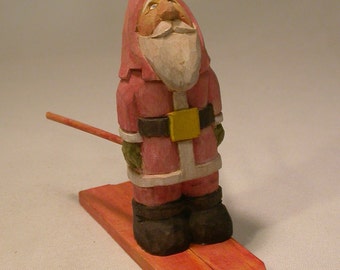 Santa woodcarving Hand Carved Sculpture from Basswood