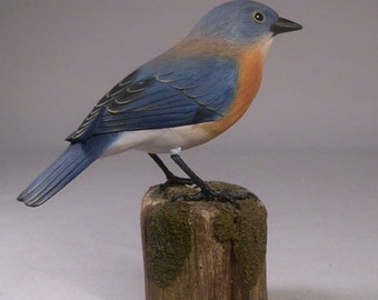 Eastern Bluebird Female Hand Carved and Hand Painted Wooden Bird