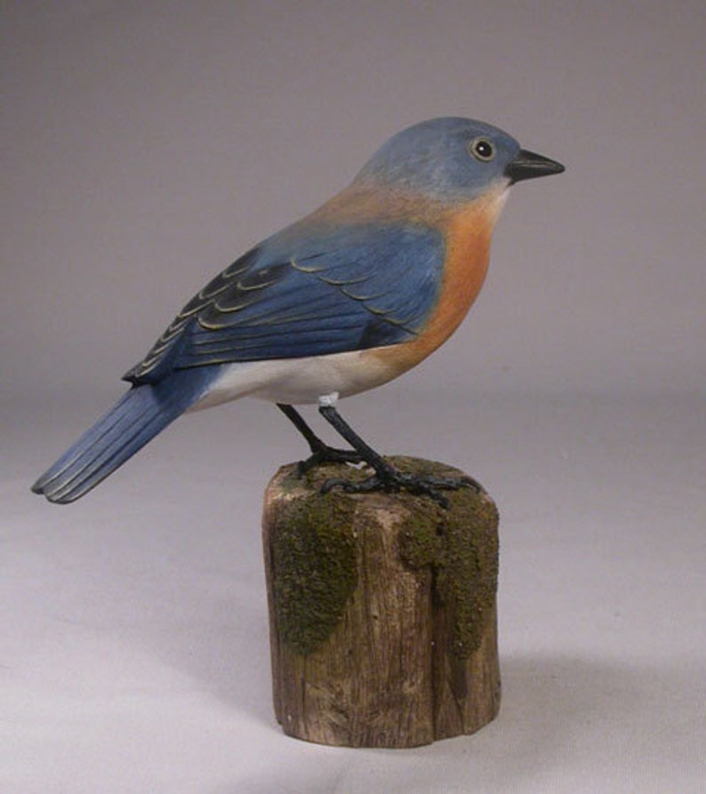 Eastern Bluebird Female Hand Carved and Hand Painted Wooden Bird image 1