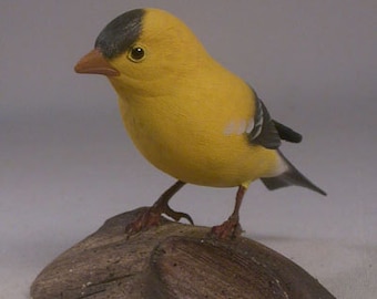 American Goldfinch Wooden carved Bird
