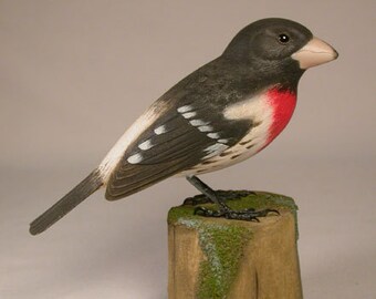 Rose-breasted Grosbeak Wooden carved Bird Carving Sculpture