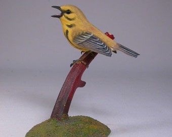 Prairie Warbler Wood Carving