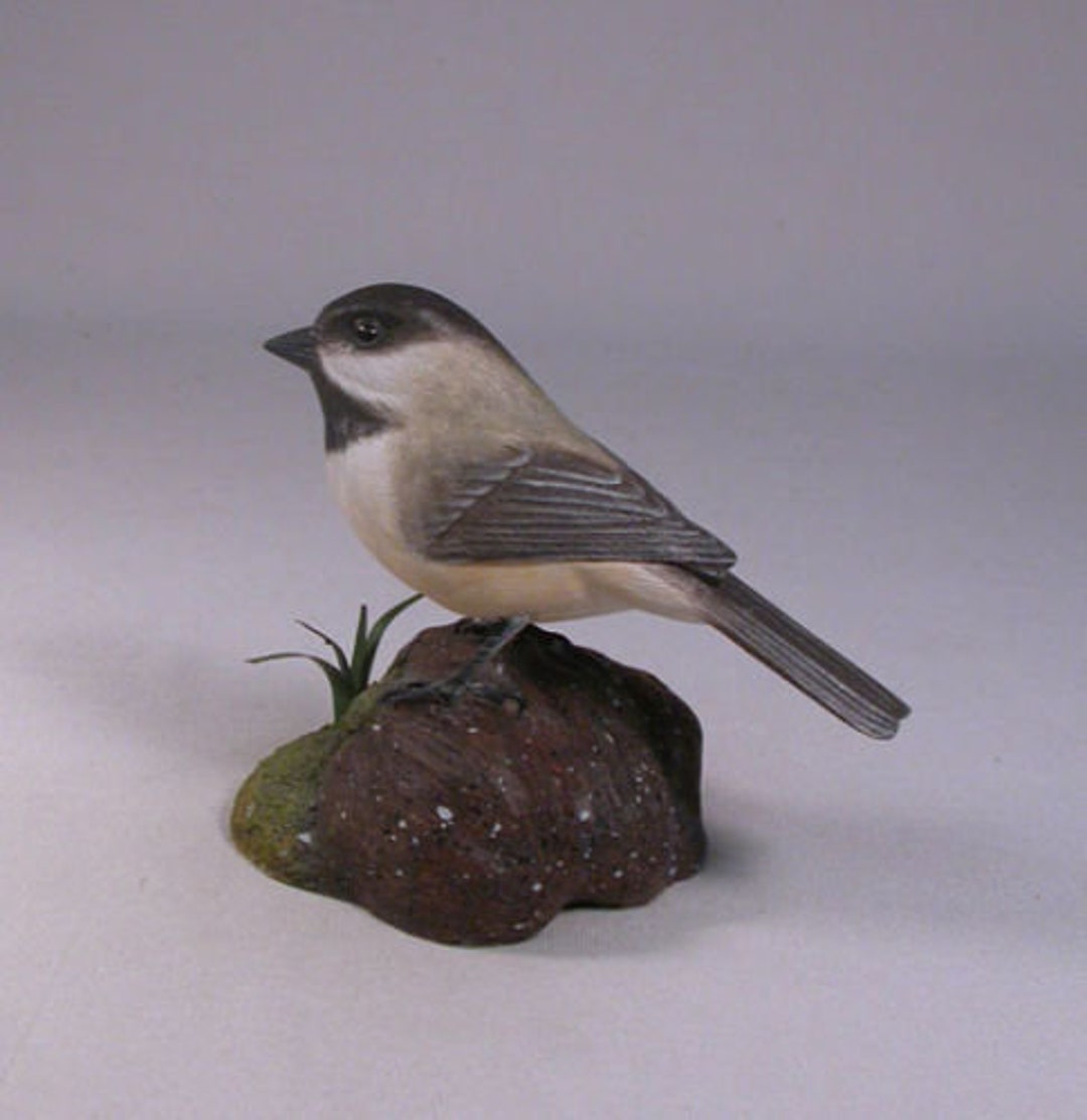 Black-Capped Chickadee On Carved Wooden Base - Etsy