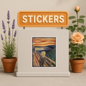 Criez le cri | Sticker pour ordinateur portable, planche à roulettes, journalisation | Sticker peinture classique - Collection d'art classique - Sticker vinyle imperméable